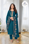 Sumptuous Embroidered Suit Set - Prussian Blue
