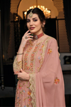 Dazzling Sequin Embellished Heavy Embroidered Sharara Suit - Rouge Pink