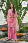 Beautiful Sequin Embellished Sharara Suit - Pink