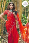 Red Sequin Embellished Designer Saree