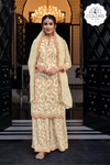 Dazzling Sequin Embellished Heavy Embroidered Sharara Suit - Ivory