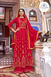 Khatli and Gota Worked Premium Quality Palazzo Suit - Red