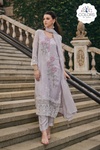 Stunning Floral Embroidered Lacy Organza Suit - Lavender