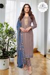 Sumptuous Embroidered Suit Set - Brown & Blue