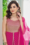 Sequin Embroidered Festive Wear Gharara Suit - Hot Pink