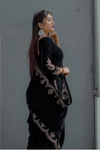 Sequin Embroidered Velvet Suit Set - Black