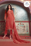 Floral Embroidered Premium Quality Organza Suit - Coral