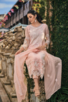 Stunning Floral Embroidered Lacy Organza Suit - Salmon Pink