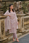 Stunning Floral Embroidered Lacy Organza Suit - Blush