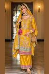 Sequin Embroidered Palazzo Suit Set in Yellow