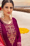 Embroidered and Gotta Worked Cotton Lehenga Suit - Purple & Pink