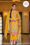 Sequin Embroidered Palazzo Suit Set in Yellow