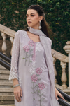 Stunning Floral Embroidered Lacy Organza Suit - Lavender