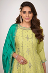 Exquisite Embroidered Palazzo Suit Set - Parrot Green