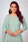 Exquisite Embroidered Palazzo Suit Set - Powder Blue