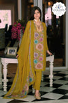Embroidered Organza Suit - Mustard