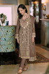 Embroidered Organza Suit - Chocolate Brown