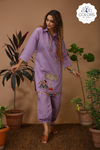 Embroidered Afghani Co-Ord Set - Lavender
