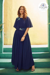 Blue Hand Embroidered Partywear Long Dress