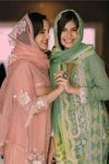 Embroidered Organza Suit - Emerald Green