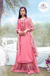 Embroidered Cotton Sharara Suit - Rose