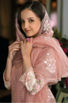 Embroidered Organza Suit - Salmon Pink