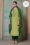 Green Embroidered Cotton Salwar Suit