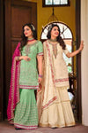 Festive Special Sequin Embroidered Gharara Suit - Cream