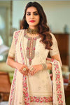 Festive Special Sequin Embroidered Gharara Suit - Cream