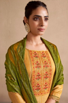 Yellow & Green Embroidered Cotton Salwar Suit