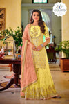 Festive Special Sequin Embroidered Gharara Suit - Yellow