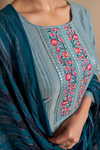 Blue Embroidered Cotton Salwar Suit