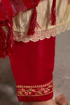 Beige & Red Embroidered Cotton Salwar Suit