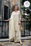 Sequin Embellished Shimmery Sharara Suit - White