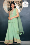 Heavy Embroidery and Sequin Work Festive Wear Sharara Suit - Sea Green