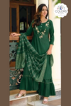 Embroidered Sharara Suit - Green