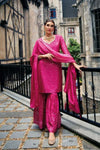 Sequin Embellished Shimmery Sharara Suit - Hot Pink