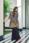 Heavy Embroidery And Sequins Work Festive Wear Sharara Suit - Navy Blue