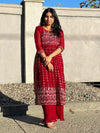 Sequin Embroidered Nayra Cut Flared Sharara Suit - Maroon