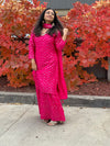 Sequin Embellished Shimmery Sharara Suit - Hot Pink