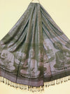 Buddha on lotus weaved Pashmina scarf - Colors of India