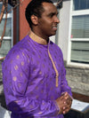 Purple Shaded Golden Motif Printed Kurta Pajama Set