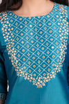 Mirror Embroidered Designer Suit - Turquoise