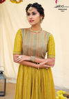 Canary Yellow Georgette Gown With Heavy Embroidery Work