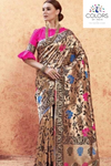 Copper coloure with flower motifs weaved Banarasi silk saree
