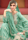 Gorgeous Gota Patti Worked Pakistani Style Sharara Suit - Seafoam Green