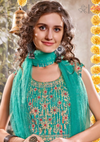 High Slit Embroidered Silk Anarkali Suit - Persian Green