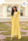 Beautiful Embroidery Worked Naira Cut Designer suit - Pastel Yellow