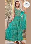 High Slit Embroidered Silk Anarkali Suit - Persian Green