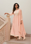 Beautiful Embroidery Worked Naira Cut Designer suit - Peach